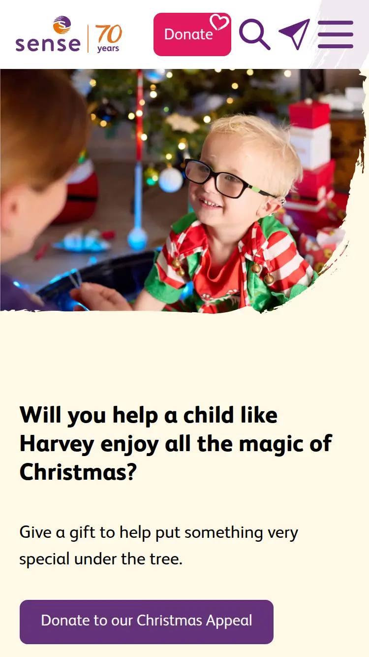 Sense - homepage (mobile)