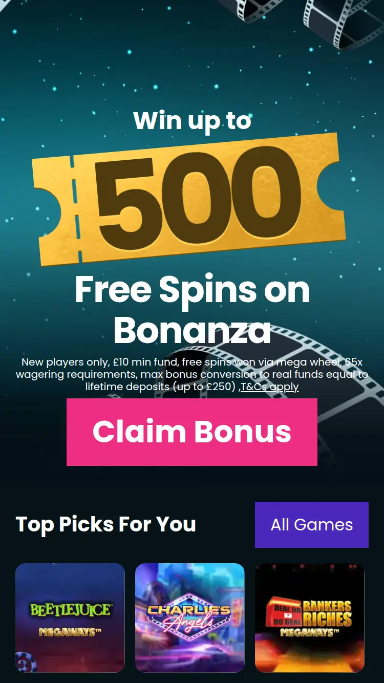 Show Reel Bingo - homepage (mobile)