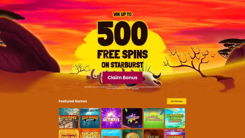 Simba Slots - homepage (desktop)