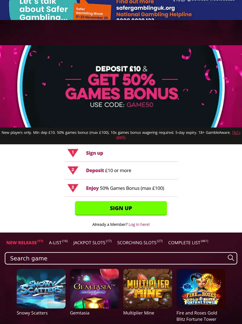 Slot Crazy - homepage (tablet)