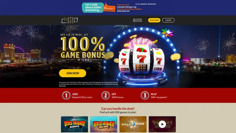 Slots of Dosh - homepage (desktop)