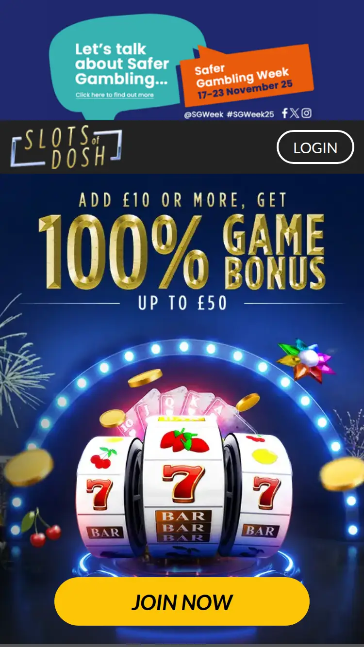 Slots of Dosh - homepage (mobile)