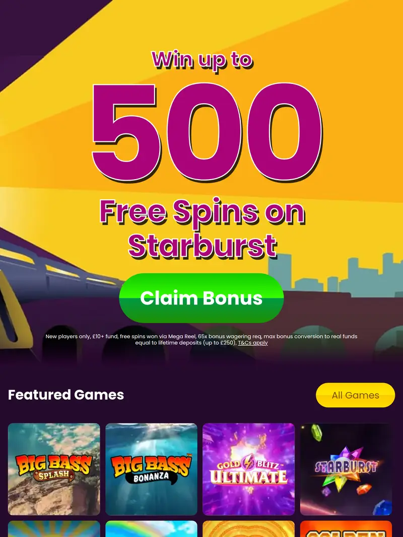 Slots Train - homepage (tablet)