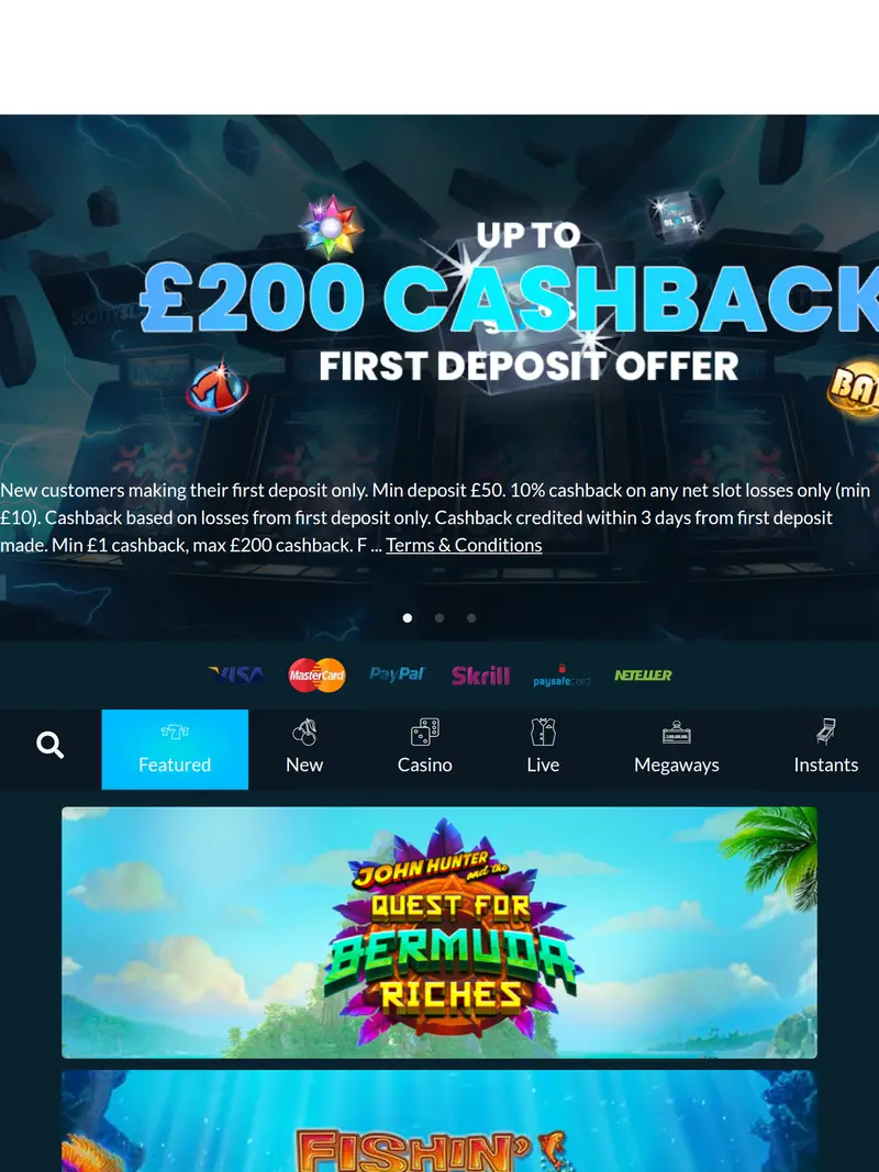 Slotty Slots - homepage (tablet)