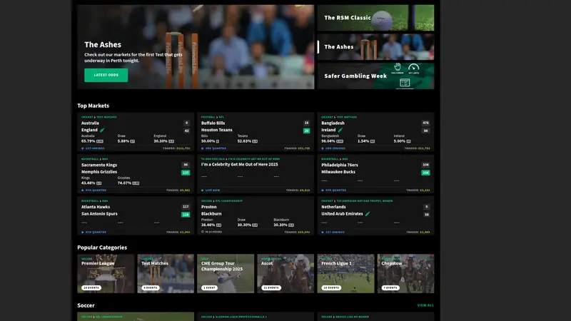 Smarkets - homepage (desktop)