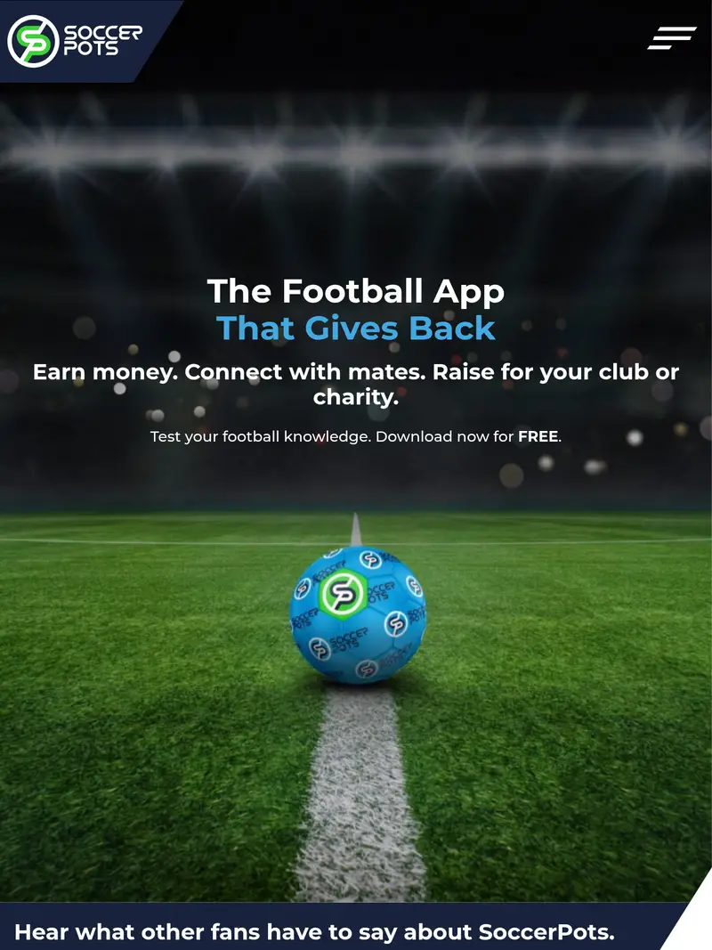 Soccerpots - homepage (tablet)