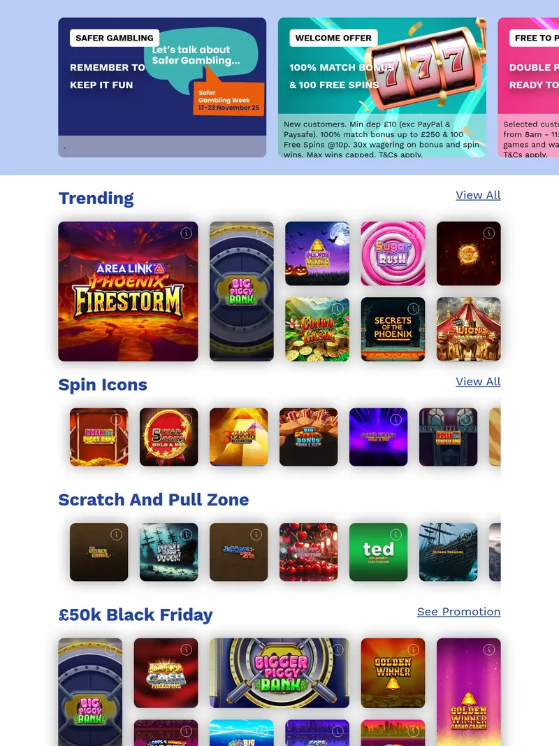 Spin and Win - homepage (tablet)