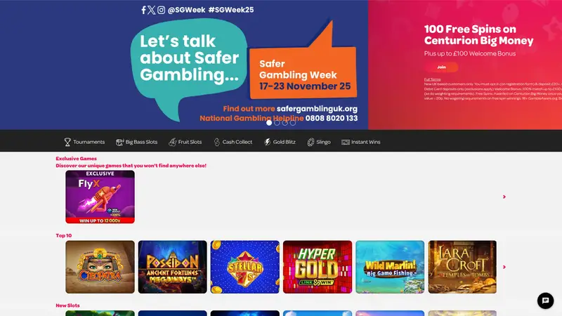 Spin Casino - homepage (desktop)