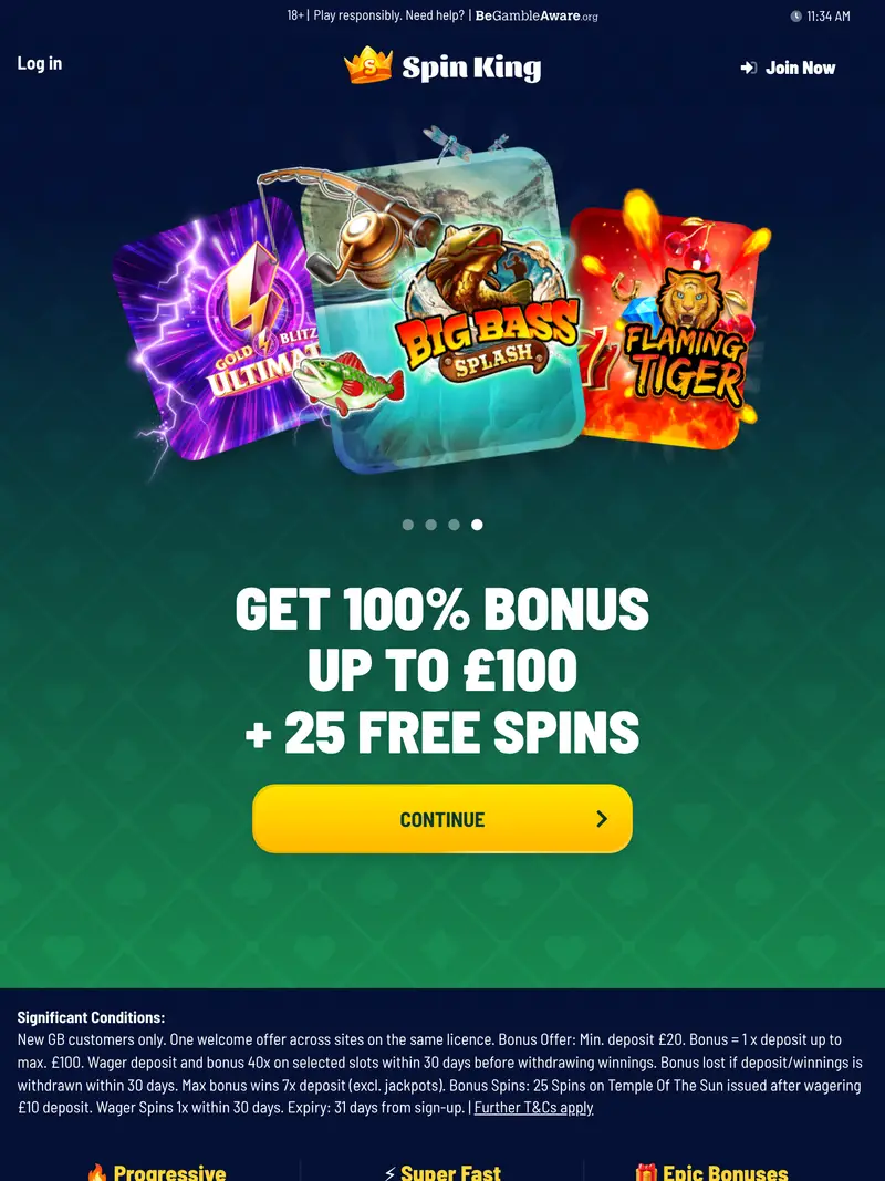 Spin King - homepage (tablet)