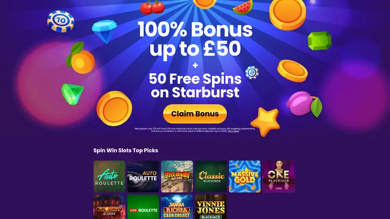 Spin Win Slots - homepage (desktop)