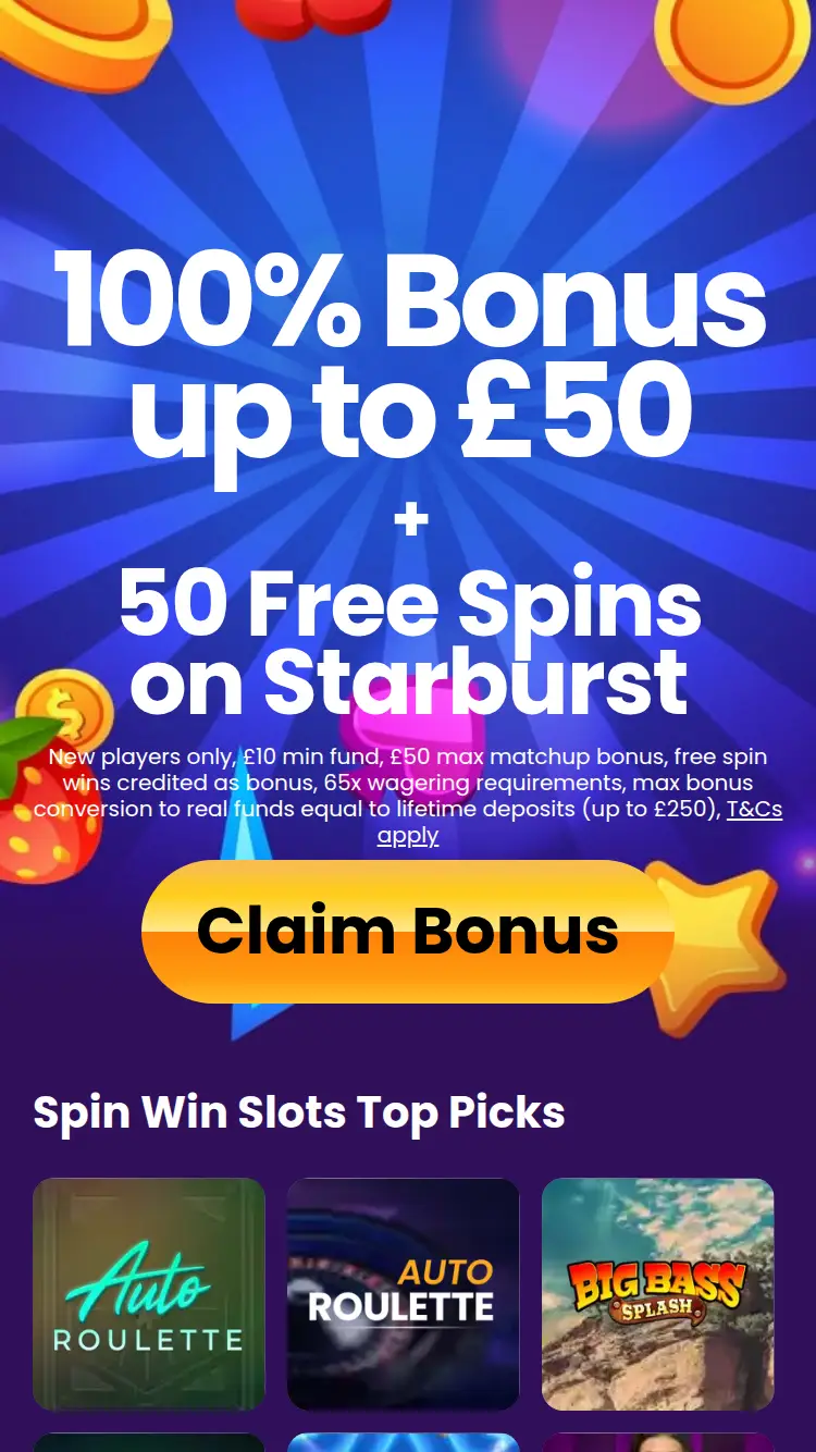 Spin Win Slots - homepage (mobile)