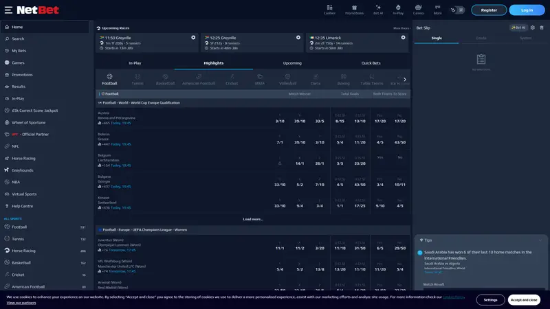 NetBet Sport - homepage (desktop)
