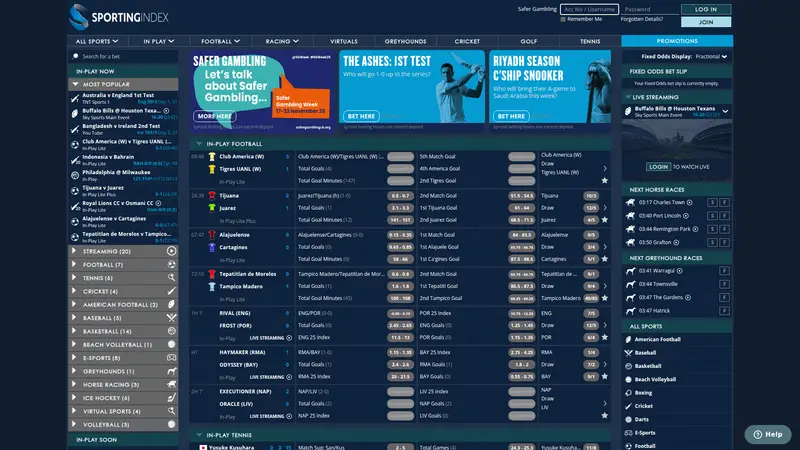 Sporting Index - homepage (desktop)