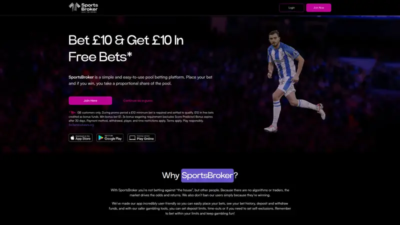 Sports Broker - homepage (desktop)