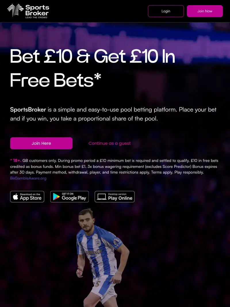 Sports Broker - homepage (tablet)