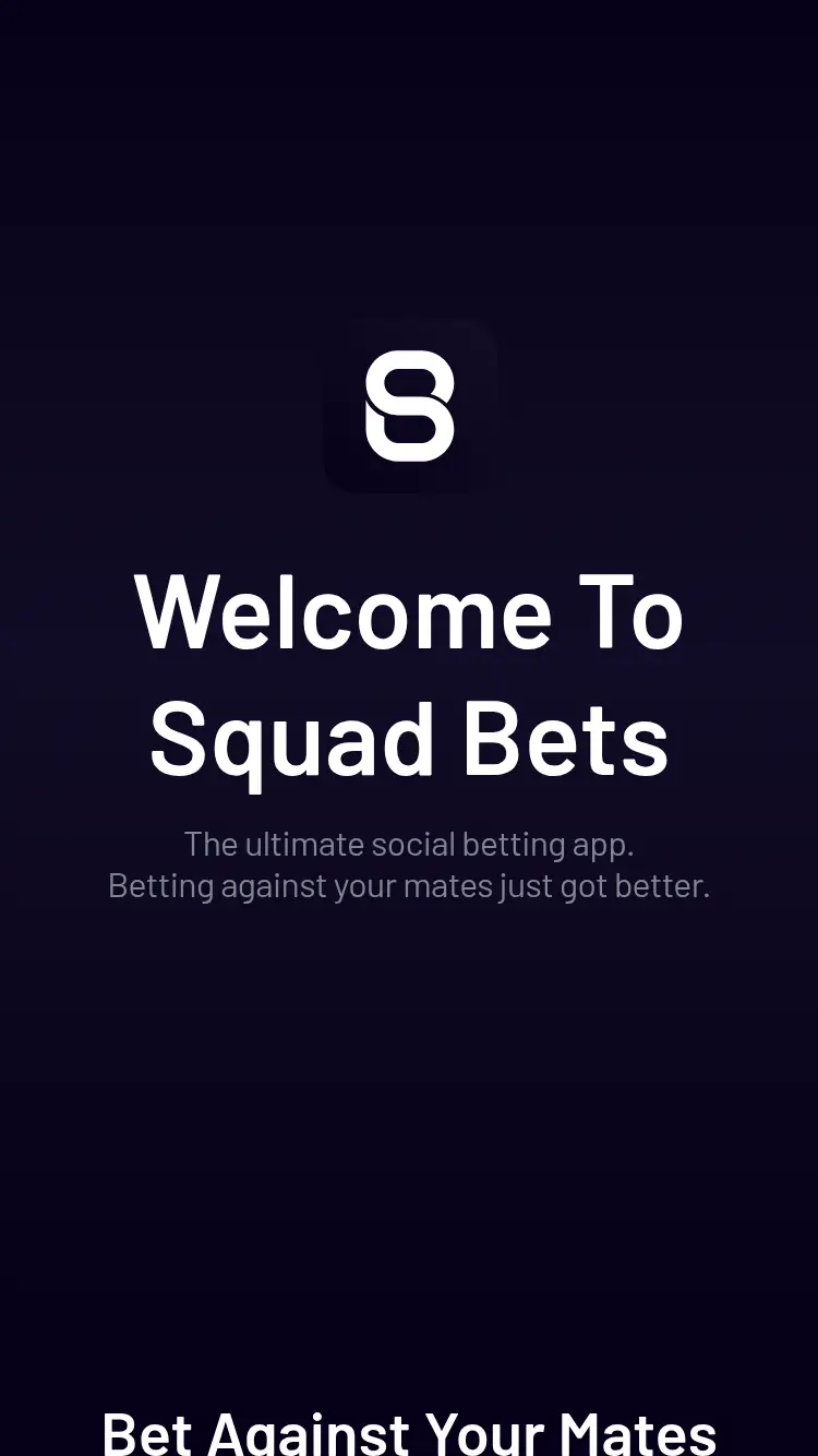 Squad Bets - homepage (mobile)