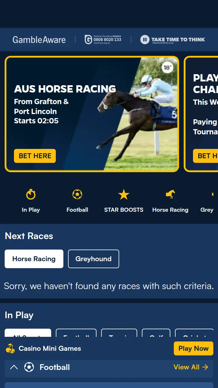 Star Sports - homepage (mobile)