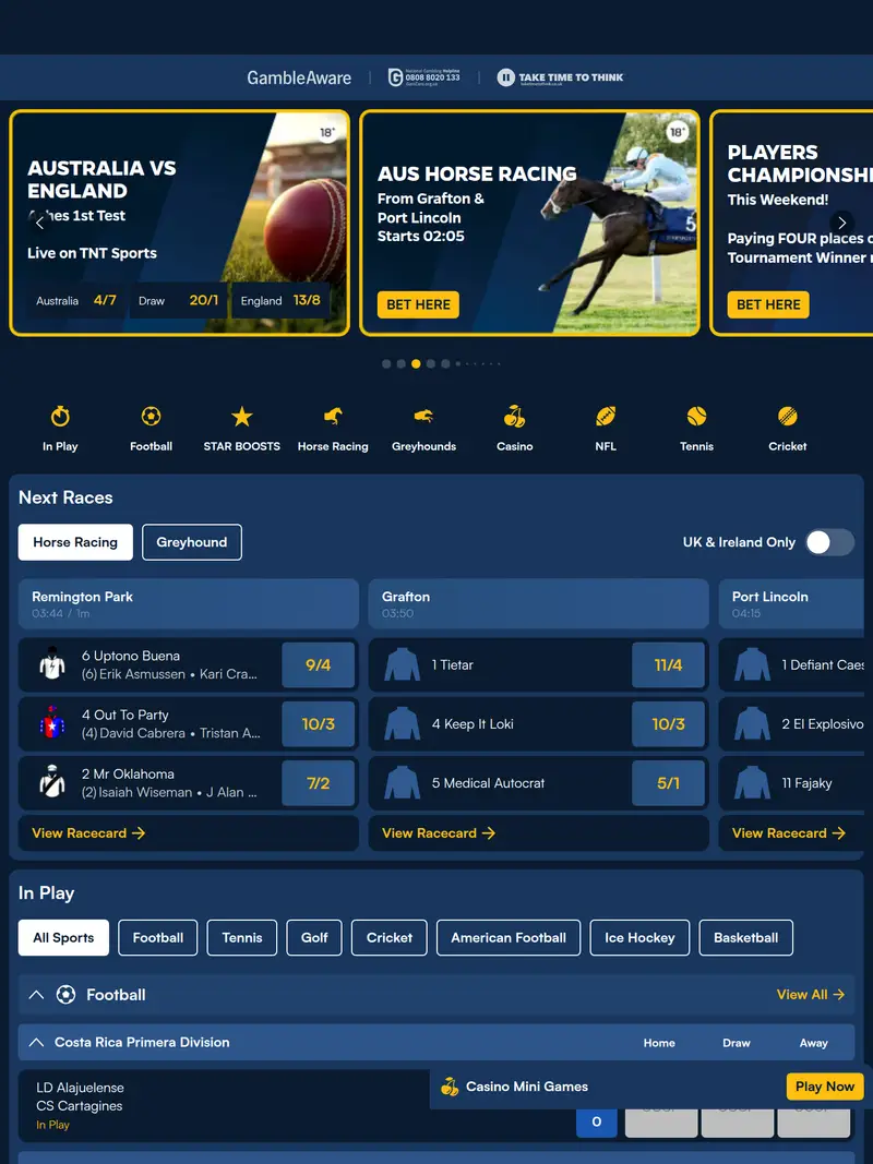 Star Sports - homepage (tablet)