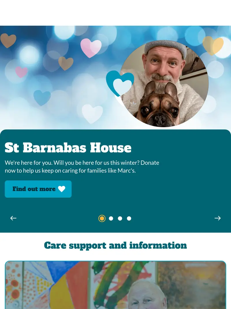 St Barnabas Hospice - homepage (tablet)