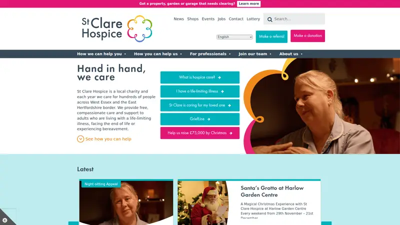 St Clare Hospice - homepage (desktop)