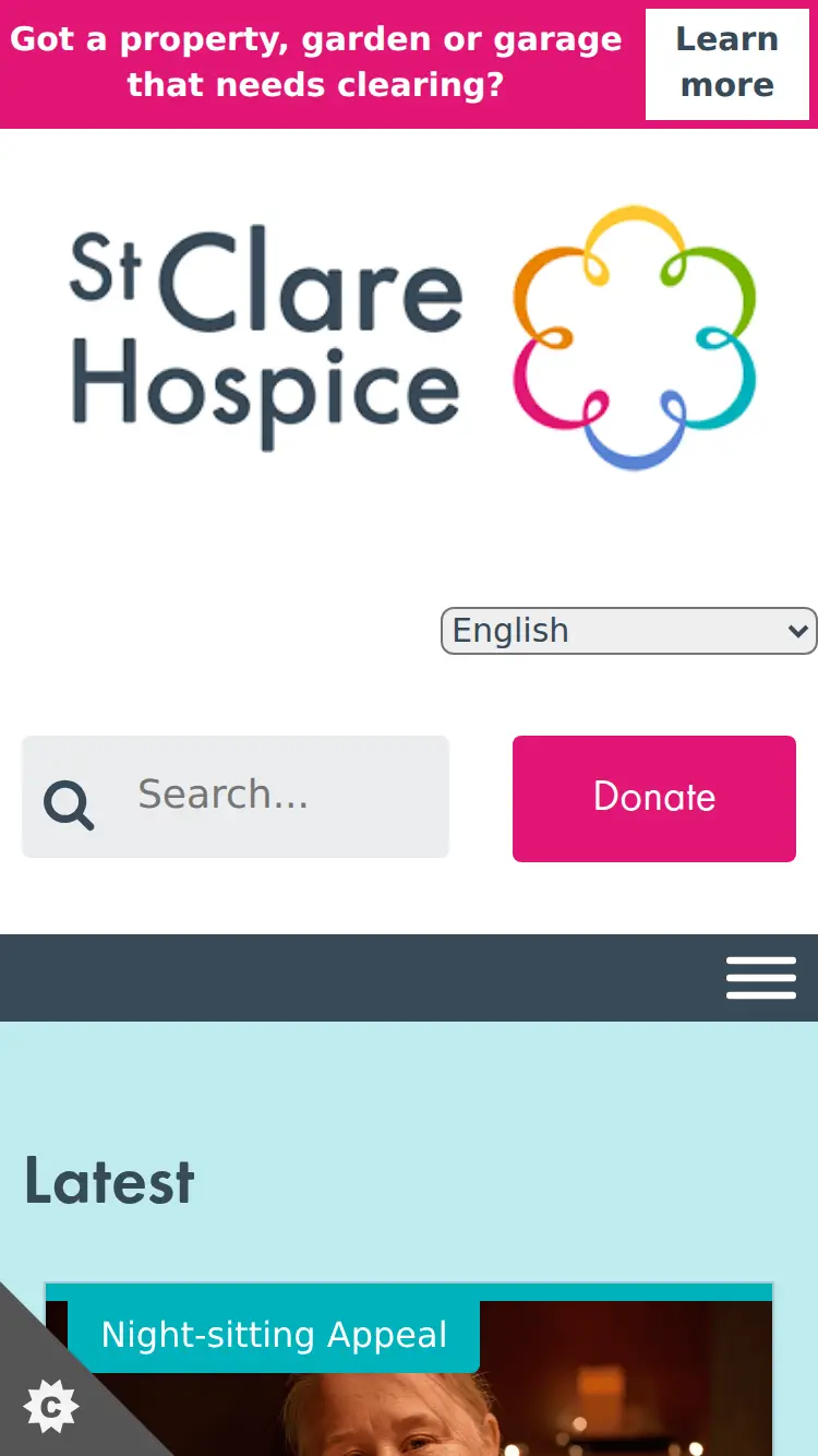 St Clare Hospice - homepage (mobile)