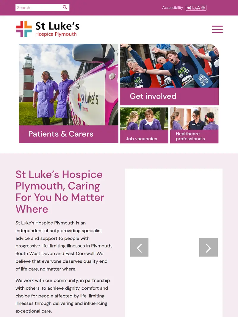 St Lukes Hospice - homepage (tablet)
