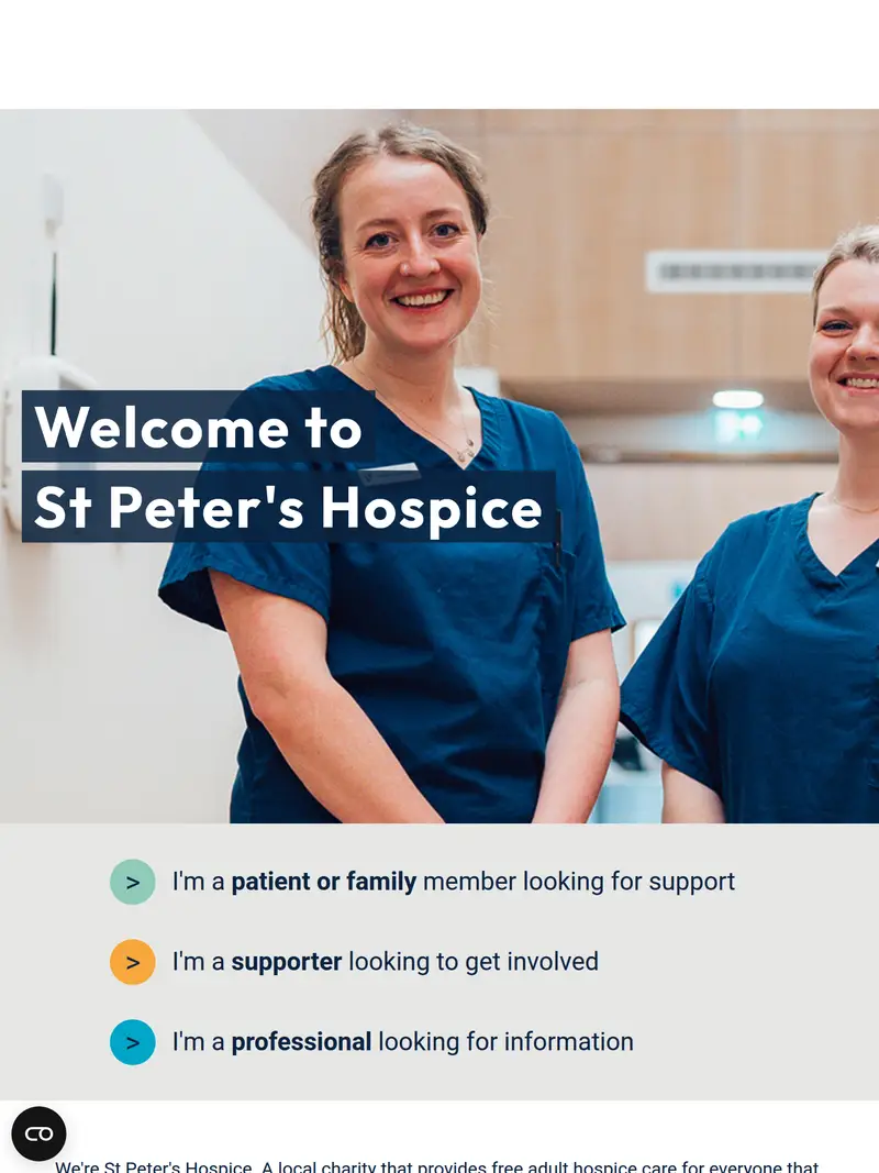 St Peters Hospice - homepage (tablet)