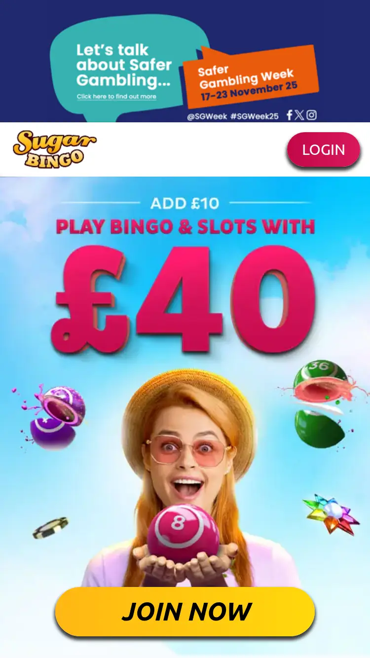 Sugar Bingo - homepage (mobile)