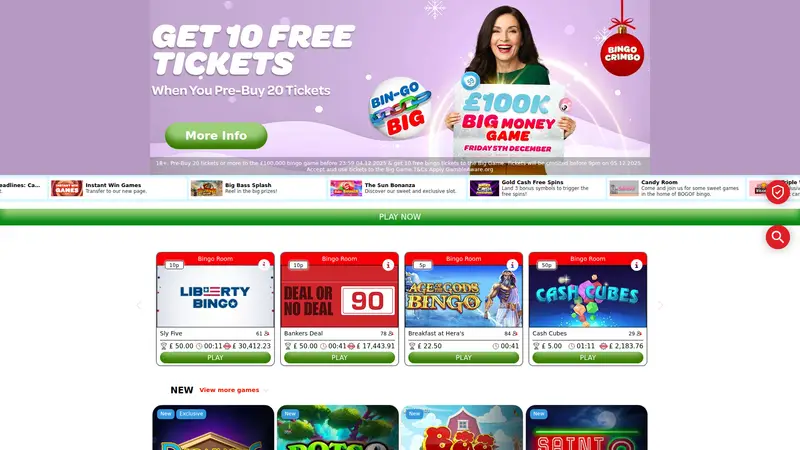 Sun Bingo - homepage (desktop)