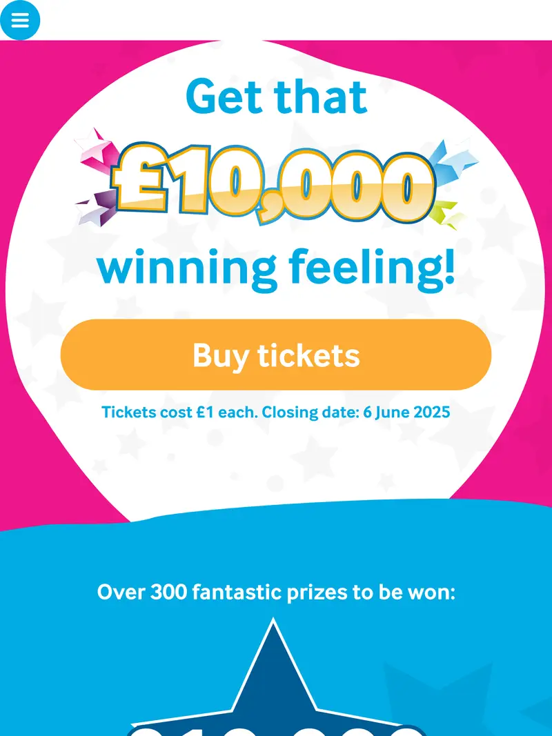 Sue Ryder Super Draw - homepage (tablet)