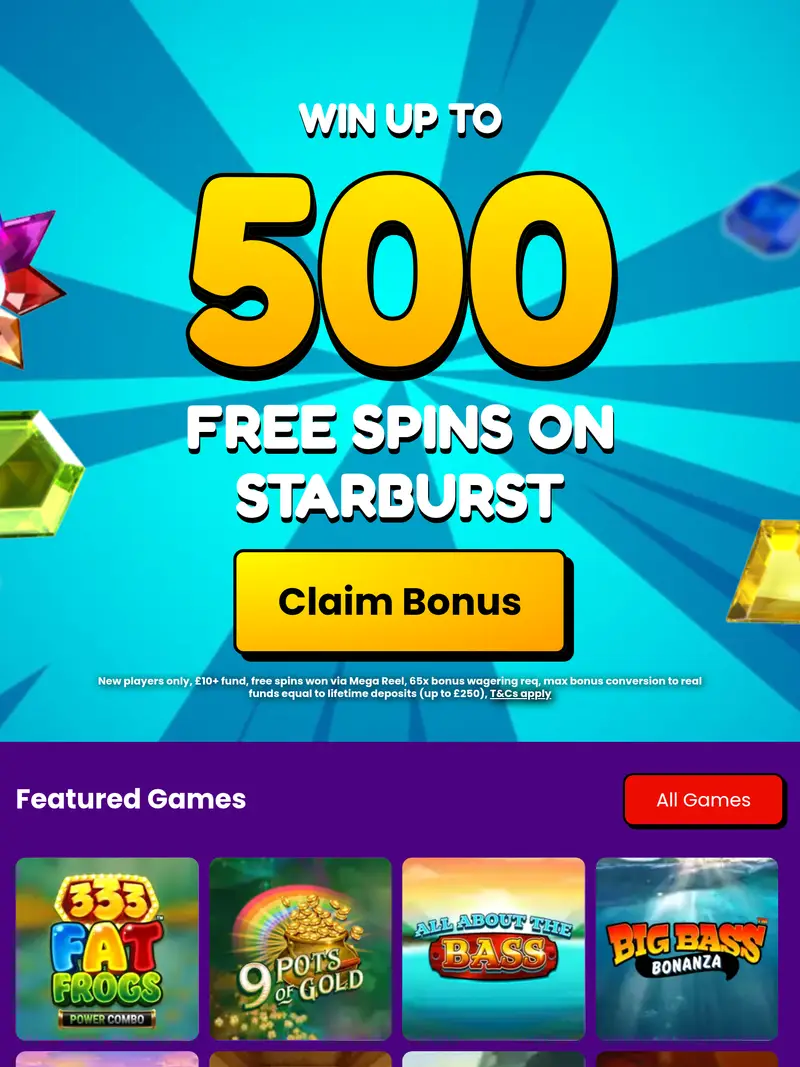 Super Mega Fluffy Rainbow Vegas Jackpot Casino - homepage (tablet)