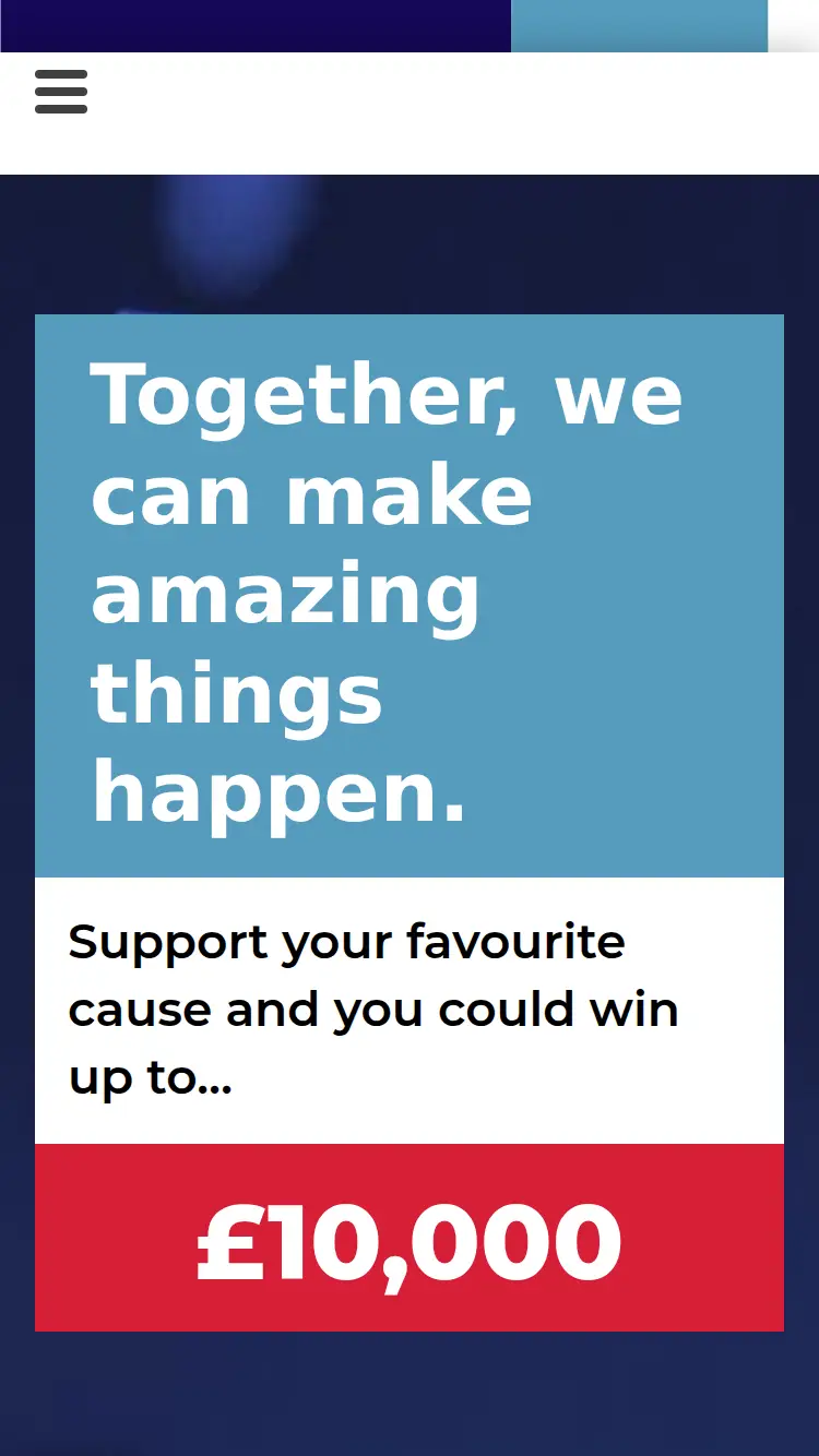 The Forces Lottery - homepage (mobile)