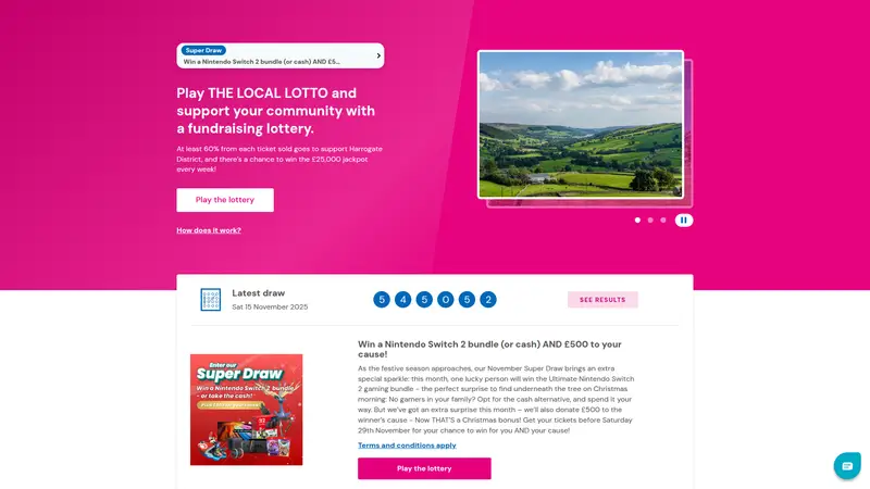 The Local Lotto - homepage (desktop)