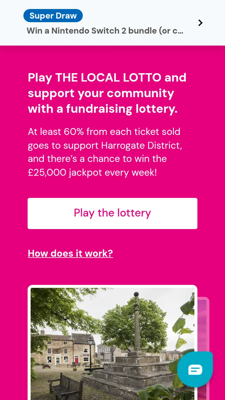 The Local Lotto - homepage (mobile)