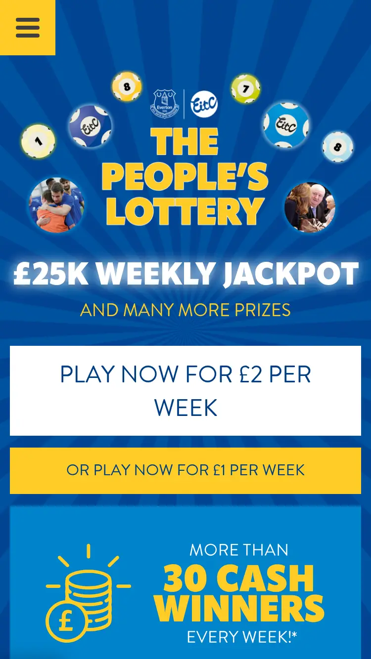 The Peoples Lottery - homepage (mobile)