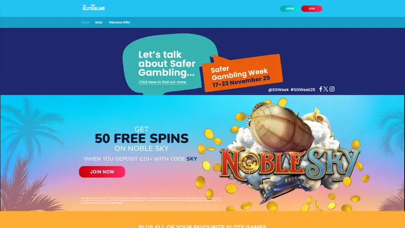 The Slots Island - homepage (desktop)