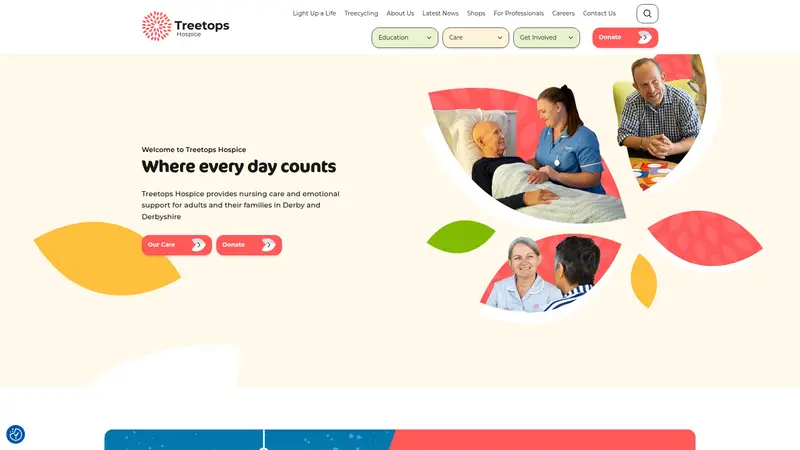 Treetops Hospice - homepage (tablet)