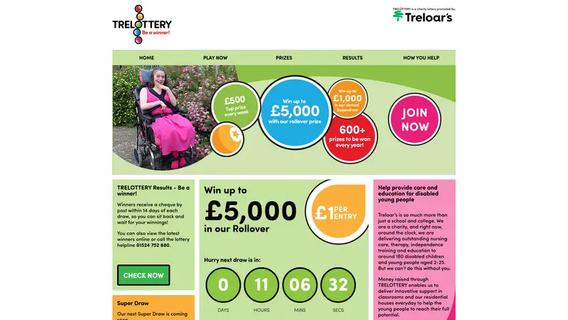 TRE Lottery - homepage (desktop)