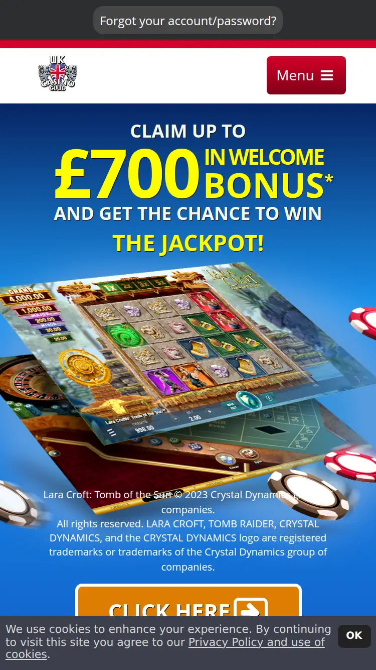UK Casino Club - homepage (mobile)
