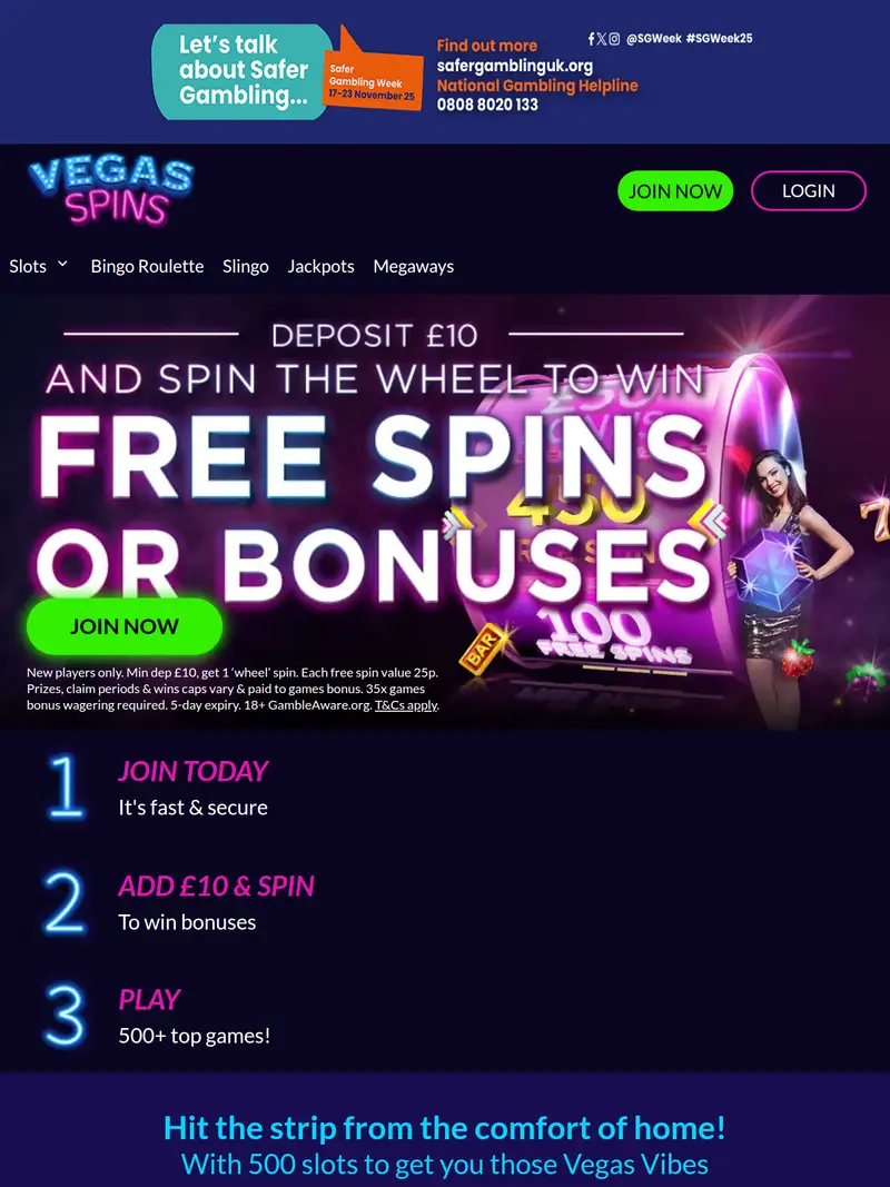 Vegas Spins - homepage (tablet)
