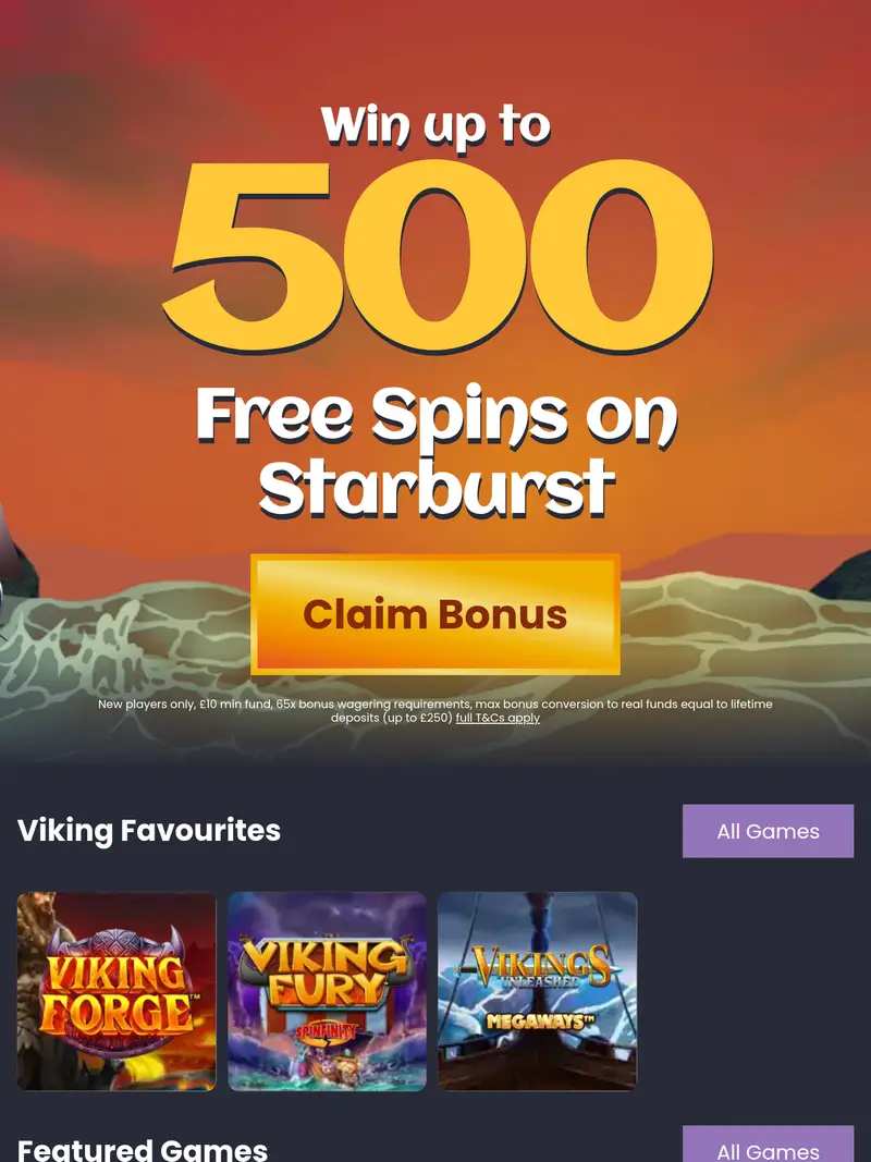 Viking Bingo - homepage (tablet)