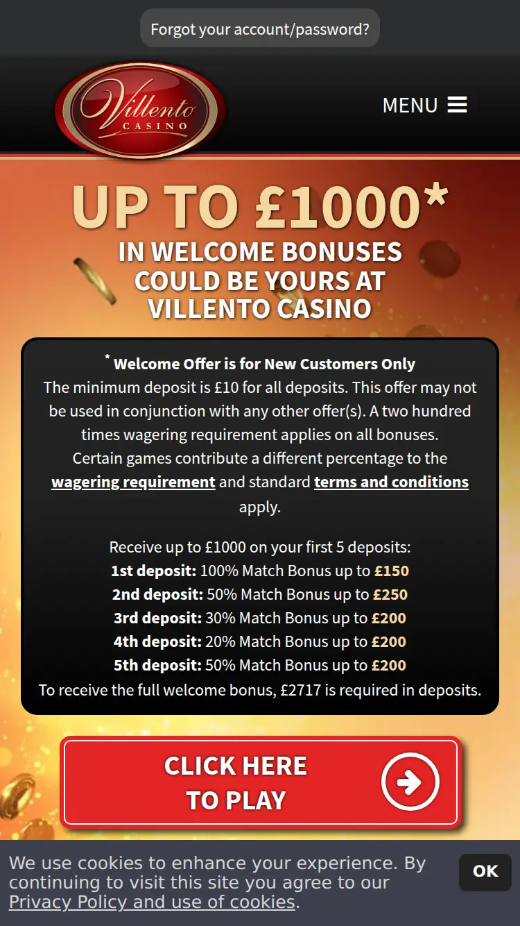 Villento - homepage (mobile)