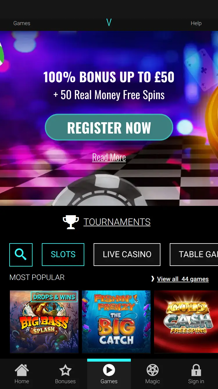 Voodoo Dreams - homepage (mobile)