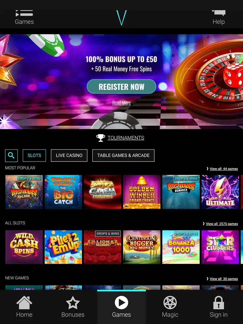 Voodoo Dreams - homepage (tablet)