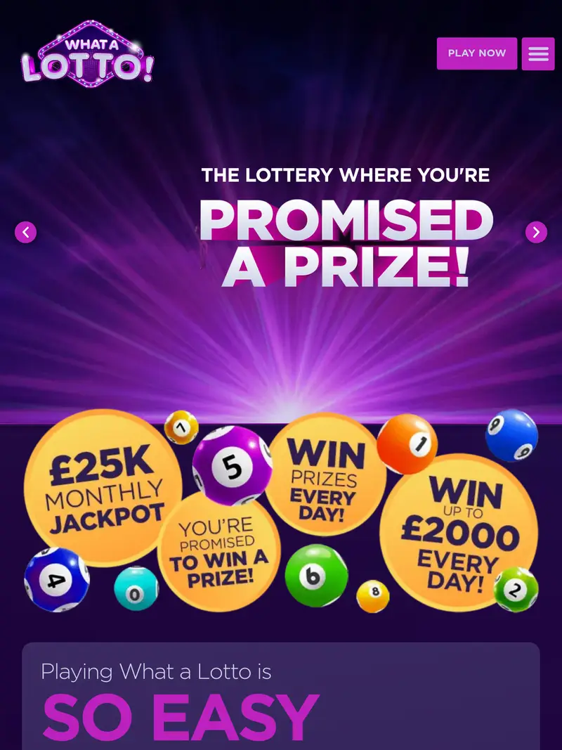 What a Lotto - homepage (tablet)