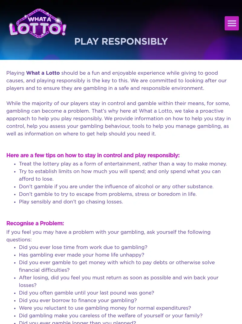 What A Lotto - play-responsibly (tablet)