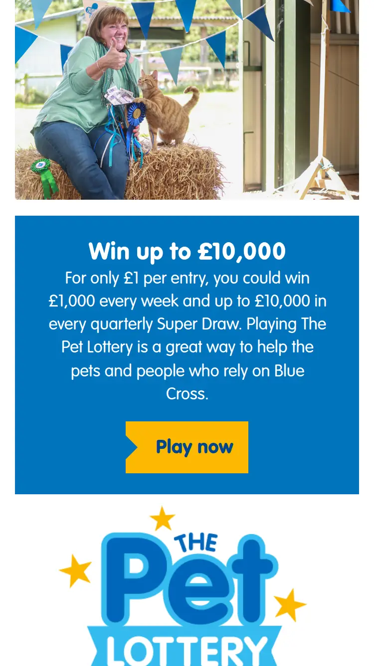 Blue Cross Win Big for Pets - homepage (mobile)