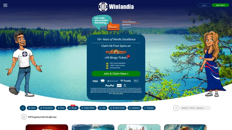 Win Landia - homepage (desktop)