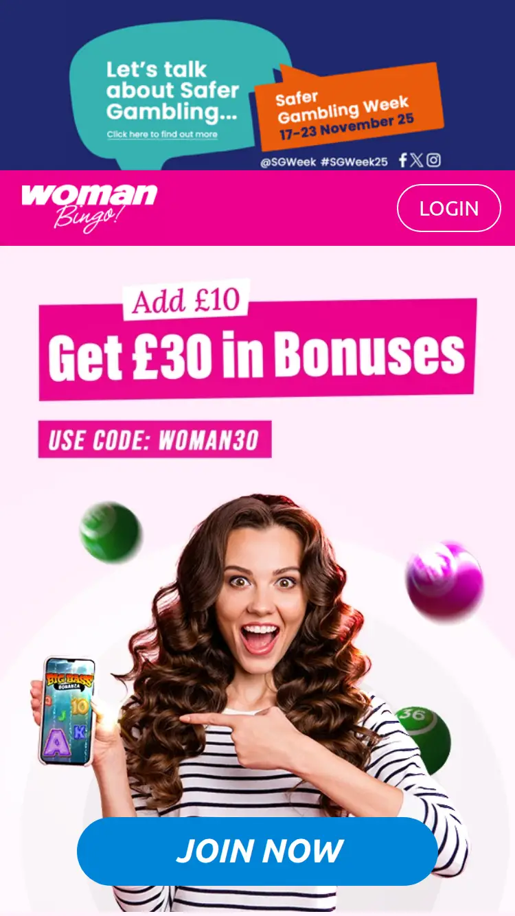 Woman Bingo - homepage (mobile)