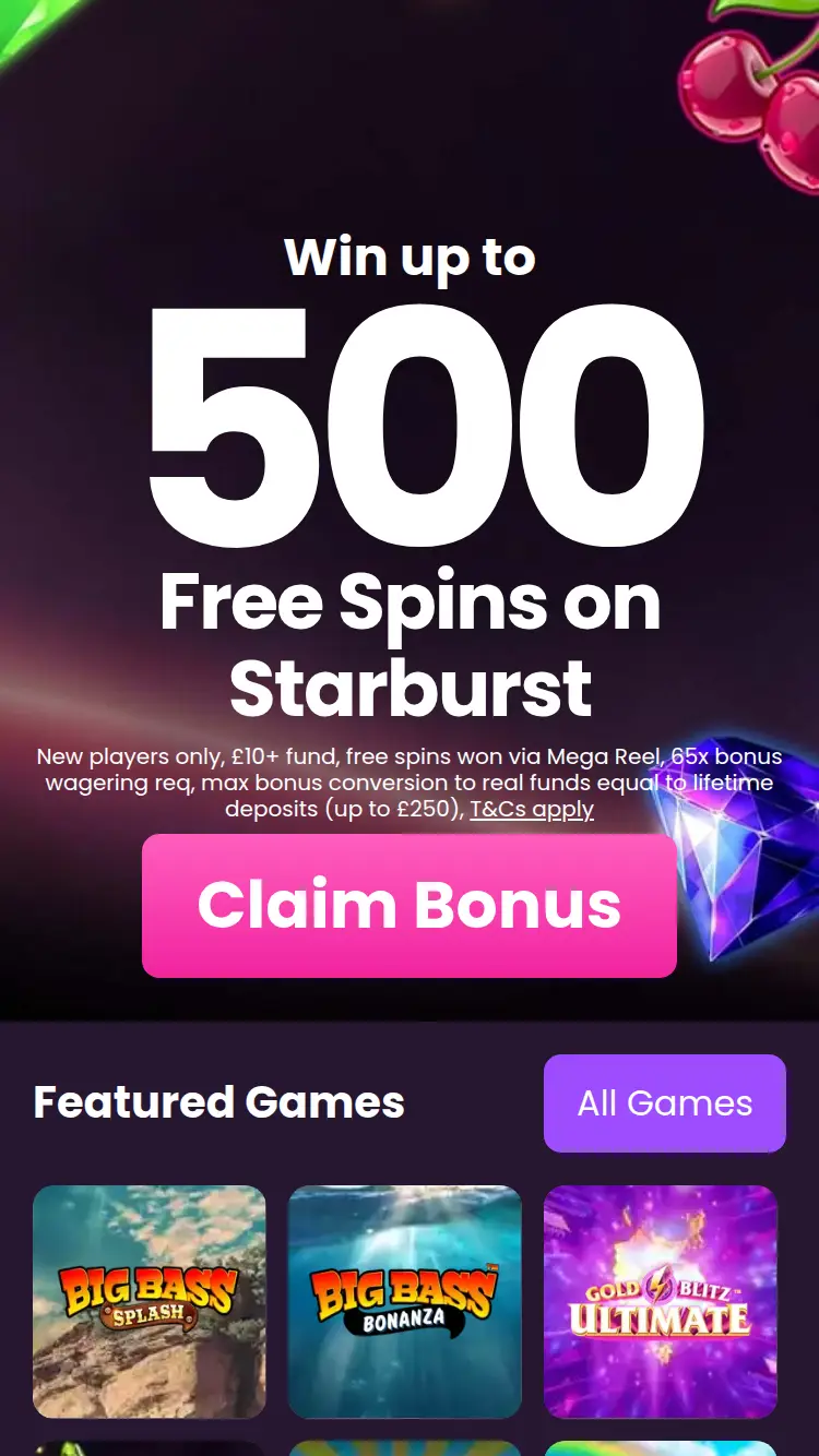 123 Spins - homepage (mobile)